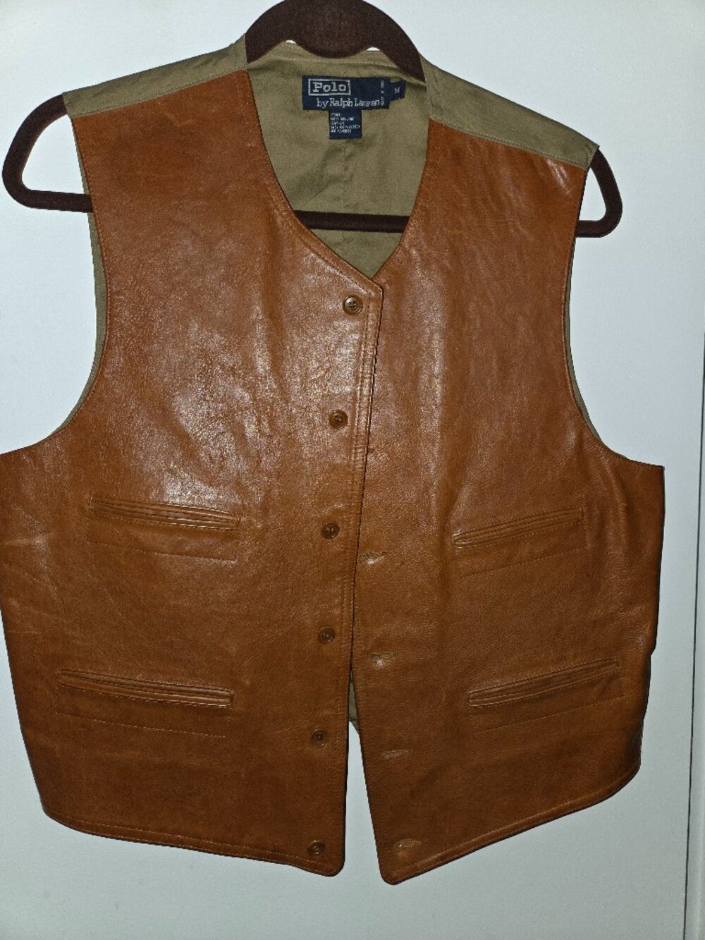 Polo by Ralph Lauren, Tan Leather Vest - size Med
